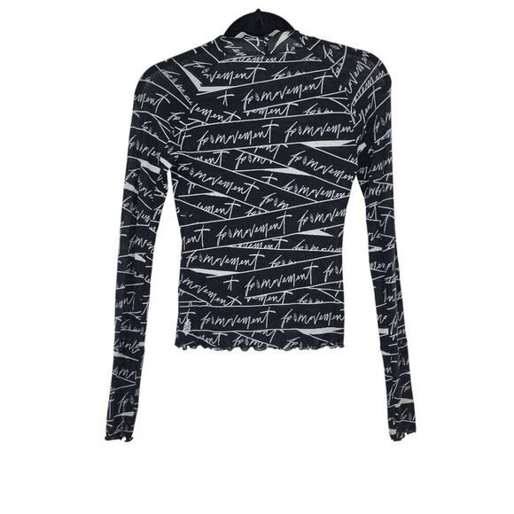 Free People Printed Top Lyocell/Elastane Blend Black/White Script Size XS - Picture 6 of 6